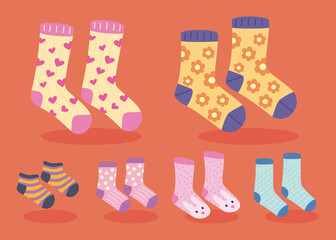 six funny socks icons