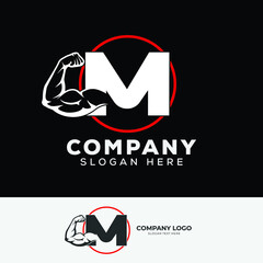 Muscular arm letter M logo design Letter 