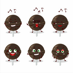 An image of sweet chocolate lolipop dancer cartoon character enjoying the music