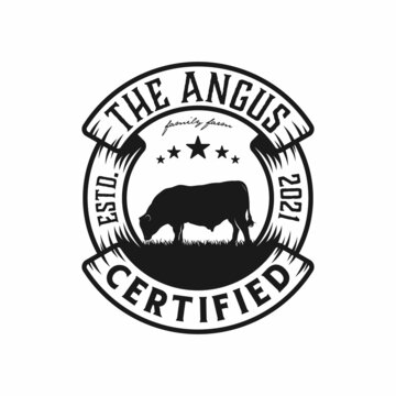 Retro Vintage Angus Cattle Beef Certified Logo Design Inspiration