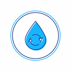 Filled outline Recycle clean aqua icon isolated on white background. Drop of water with sign recycling. Vector