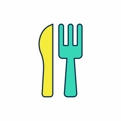 Filled outline Crossed knife and fork icon isolated on white background. Cutlery symbol. Vector