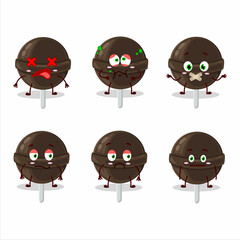 Sweet chocolate lolipop cartoon character with nope expression