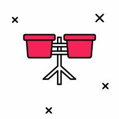 Filled outline Bongo drum icon isolated on white background. Musical instrument symbol. Vector