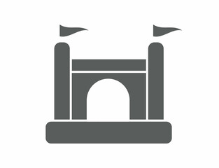 Bouncy inflatable castle. Tower and equipment for child playground. Jumping house sign. Glyph vector silhouette icon
