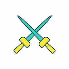 Filled outline Fencing icon isolated on white background. Sport equipment. Vector