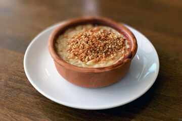 Turkish baked rice pudding, Firinda Sutlac with its burnt and caramelized taste.