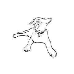 Yawning cat illustration vector hand drawn isolated on white background line art.