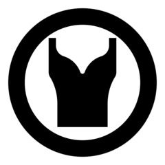 Women's clothing top dress Jersey shirt blouse jumper singlet icon in circle round black color vector illustration image solid outline style