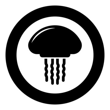 recommend clip art: Medusa jellyfish icon in circle round black color vector illustration image solid outline style