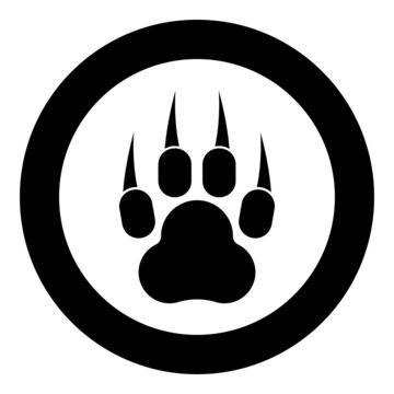 recommend clip art: Print animal paw with claws Foot icon in circle round black color vector illustration image solid outline style