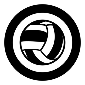 Volleyball ball sport equipment icon in circle round black color vector illustration image solid outline style