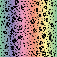 Leopard seamless rainbow pattern. Leopard pattern design in rainbow colors. Seamless ocelot pattern for wallpaper, wrapping pape, textile.