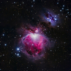 Orion and running man nebula in dark space