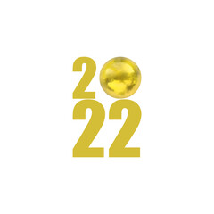 2022 Golden Number, New Year, Design Element Isolated.