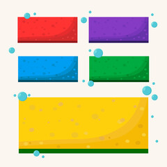Set of sponge . Dishes washing, household chores tool. Vector skin care, bath hygiene design element. Housework, kitchen cleaning sponge.