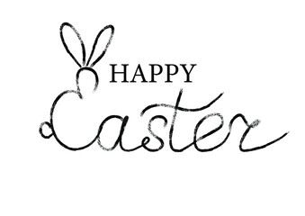 Happy Easter lettering quote with bunny ears. Hand drawn elegant modern vector calligraphy. Design for holiday greeting card and invitation of the happy Easter day. Greeting card text template.