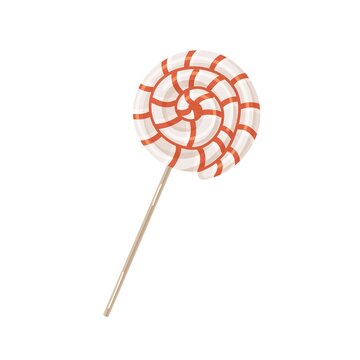 recommend clip art: Lollipop on stick. Swirl twisted candy. Sweet round lollypop. Spiral lolly pop. Striped sugar sucker. Swirly dessert. Realistic flat vector illustration of confectionery isolated on white background