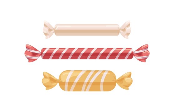 wrapped candies: red, yellow, white, sweet treats clip art preview