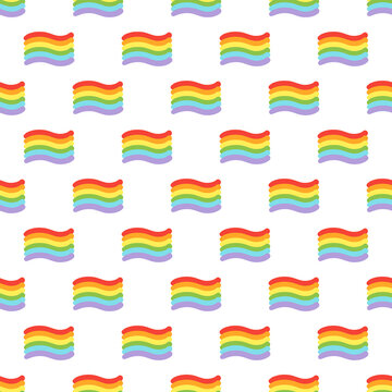 Vector pride doodle seamless pattern. LGBT Hearts with rainbow. Gay parade, LGBTQ rights symbol. Background, wrapping paper, bag template, isolated print on white background.