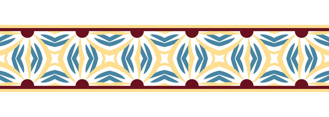 Border line seamless background. Decorative design seamless ornamental mosaic border pattern. Islamic, indian, arabic motifs. Abstract flower