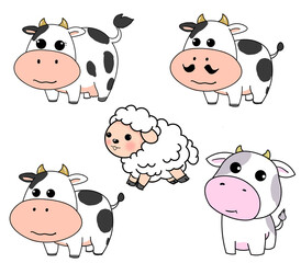 Obraz premium Cow and sheep animal in farm cartoon