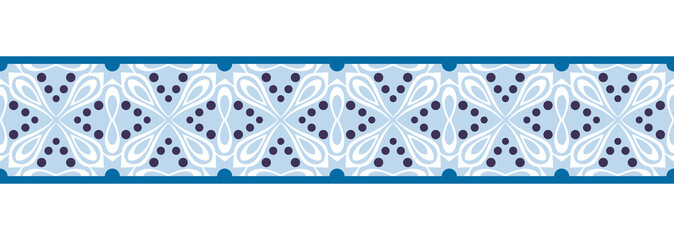 Border line seamless background. Decorative design seamless ornamental mosaic border pattern. Islamic, indian, arabic motifs. Abstract flower