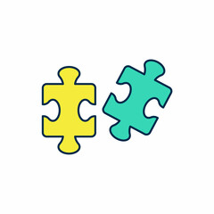 Filled outline Puzzle pieces toy icon isolated on white background. Vector