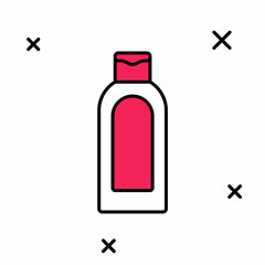 Filled outline Bottle of shampoo icon isolated on white background. Vector