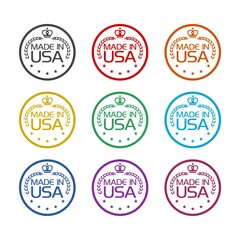 Made in USA badge isolated on a white background, color set
