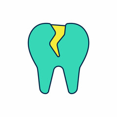 Filled outline Broken tooth icon isolated on white background. Dental problem icon. Dental care symbol. Vector