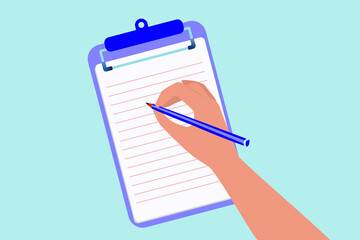 clipboard with a hand writing down important information