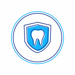 Filled outline Dental protection icon isolated on white background. Tooth on shield logo. Vector