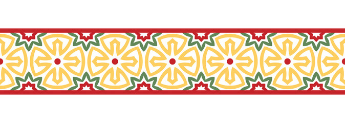 Border line seamless background. Decorative design seamless ornamental mosaic border pattern. Islamic, indian, arabic motifs. Abstract flower