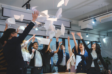 winer businessman person success in business and celebration with a professional corporate team