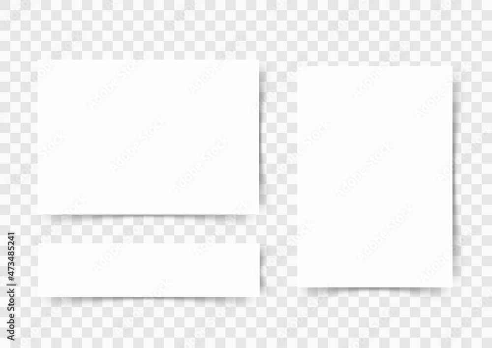 Poster white realistic sheet of paper with shadow. book page, notepad and banner. template or layout design