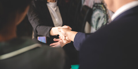 Obraz premium business people are shaking hand for job interview, handshake for successful to join a work