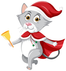 Cute cat wearing christmas hat cartoon character