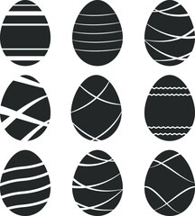 Easter eggs icons set on white background. Easter day festival. Vector illustration