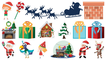 Obraz premium Set of isolated objects of christmas theme