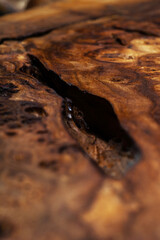 Extreme close-up, wood texture, wooden countertop slab, saw cut wood on black. Isolate.