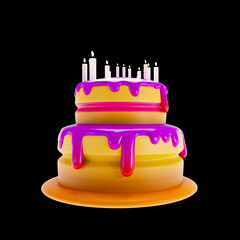 Colorful birthday cake with candles