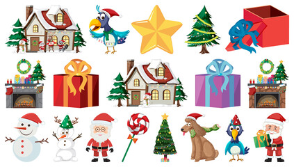 Set of isolated objects of christmas theme