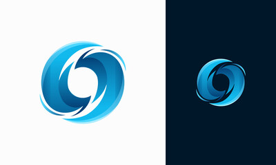 Modern Blue Circle Tornado logo symbol isolated, Abstract Hurricane Logo Symbol, Typhoon vector illustration