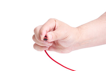 Network connection, internet communication and computer technology concept. Networking and communication, closeup view of ethernet cable plug connector