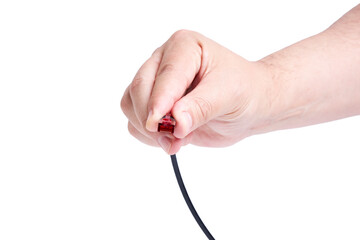 Ethernet cable lan internet wire data connection. Networking and communication, closeup view of...