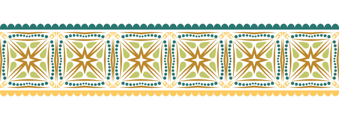 Border line seamless background. Decorative design seamless ornamental mosaic border pattern. Islamic, indian, arabic motifs. Abstract flower