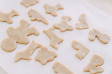 Fototapeta na wymiar Making gingerbread cookies for Christmas.