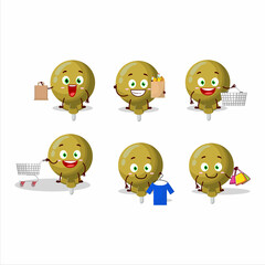 A Rich yellow lolipop wrapped mascot design style going shopping