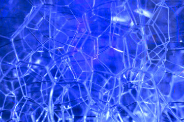 Blue background with chaotic hexagon lines